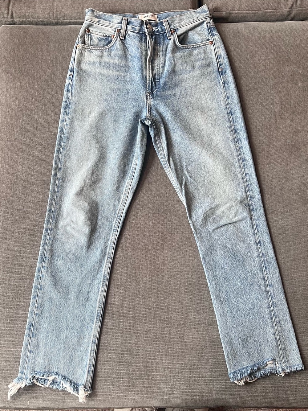 Agolde Riley Straight Leg Raw Hem Jeans 25